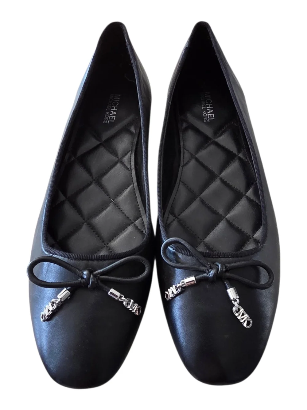 Michael Kors Black Quilted Insole Ballet Flats with Bow - Picture 4 of 10